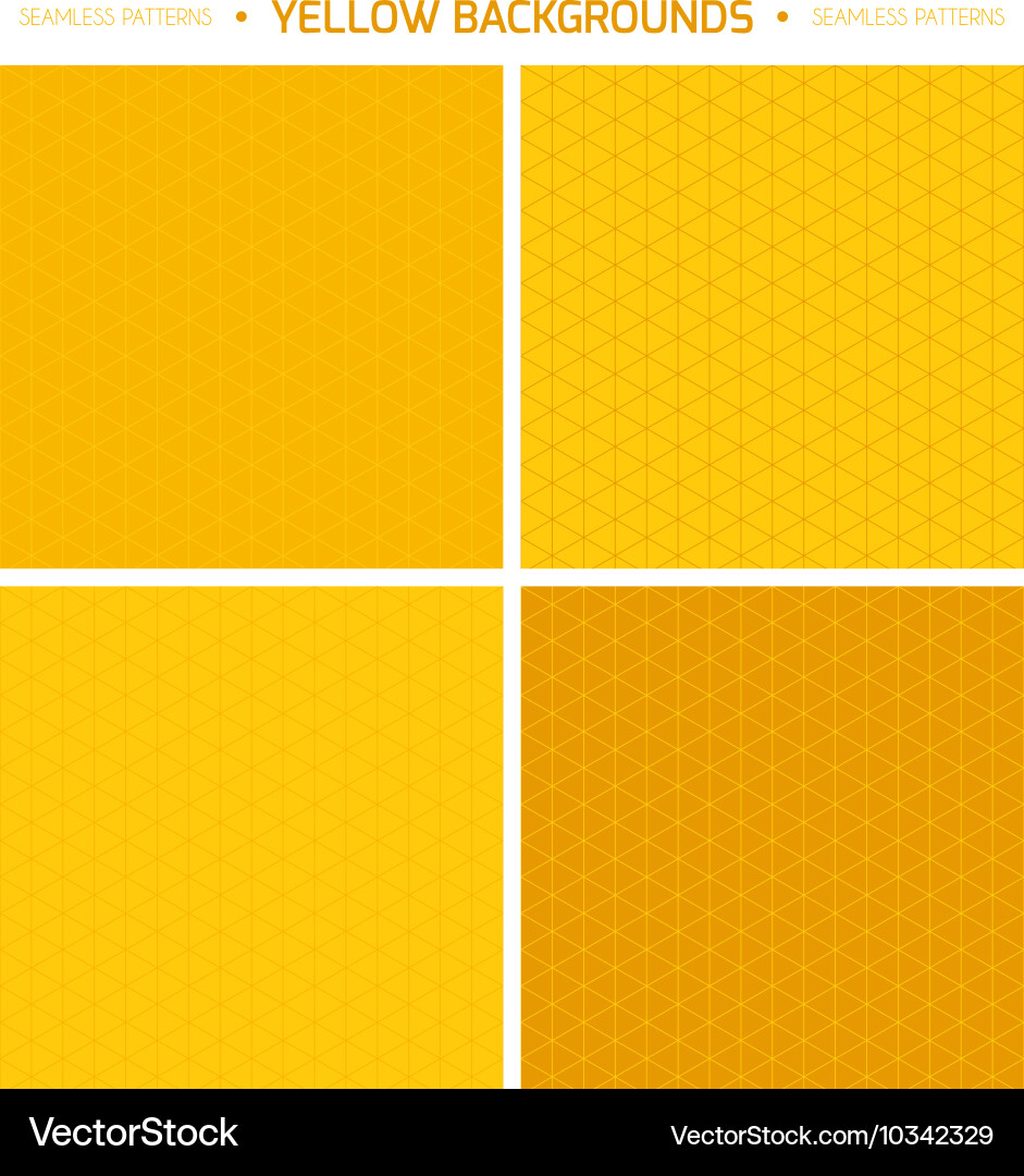 Thin lined seamless patterns set in yellow color vector image