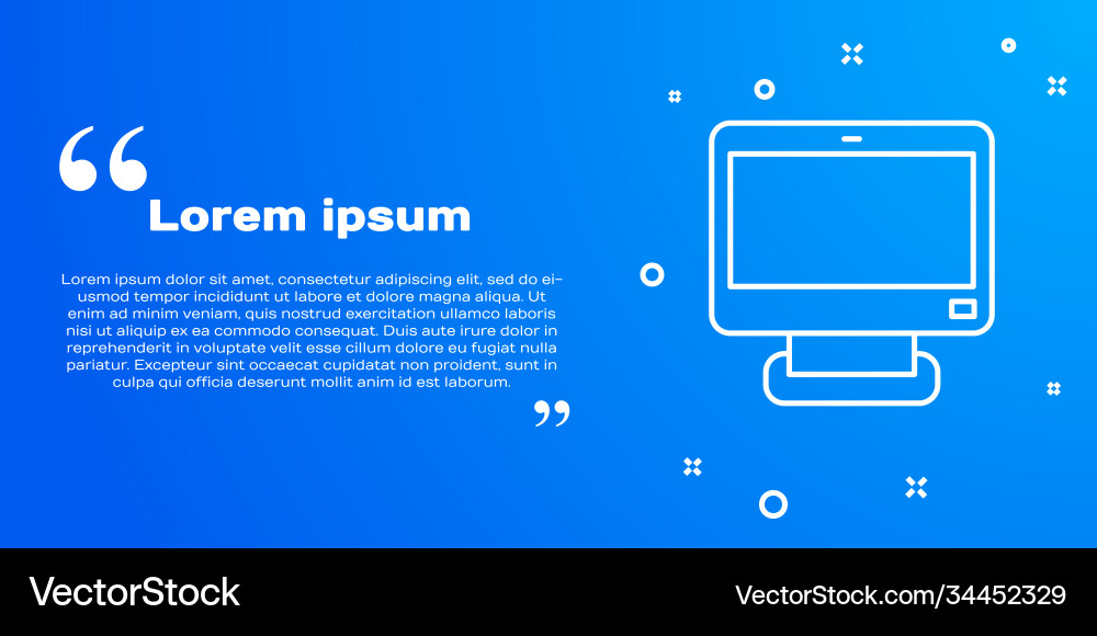 White line computer monitor screen icon isolated Vector Image