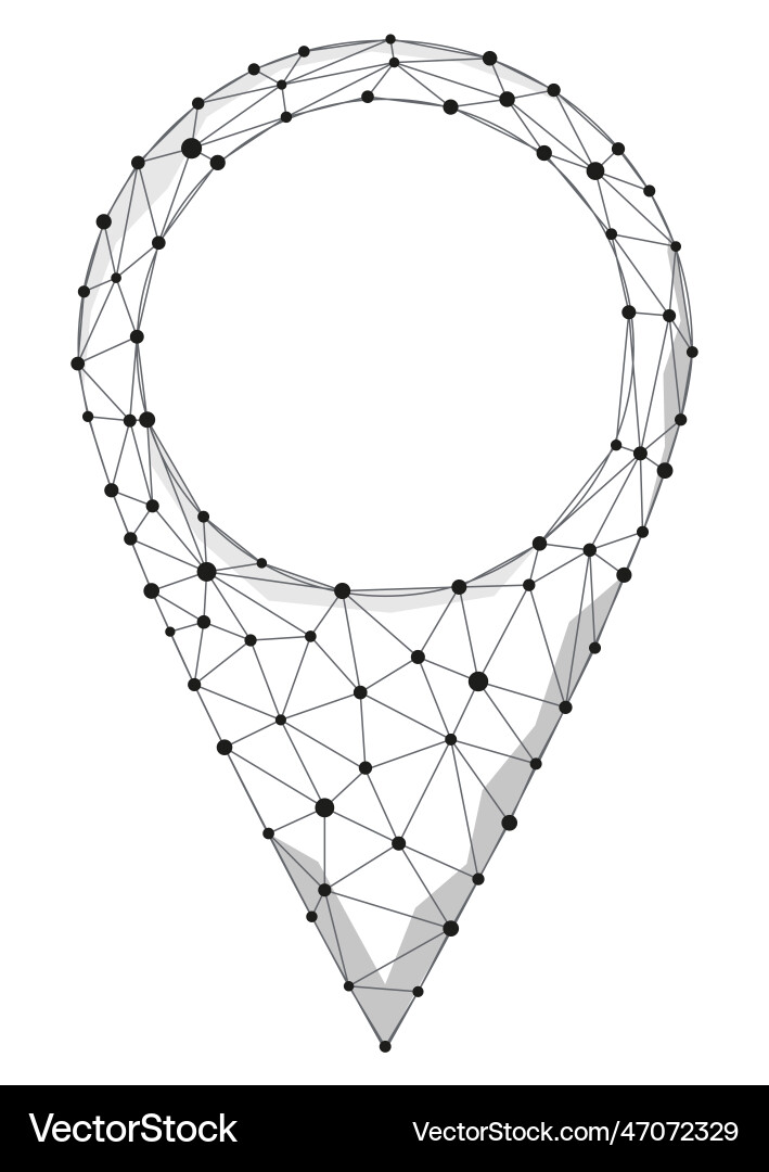 Wireframe map pin location line and dots abstract Wireframe map pin location line and dots abstract vector image