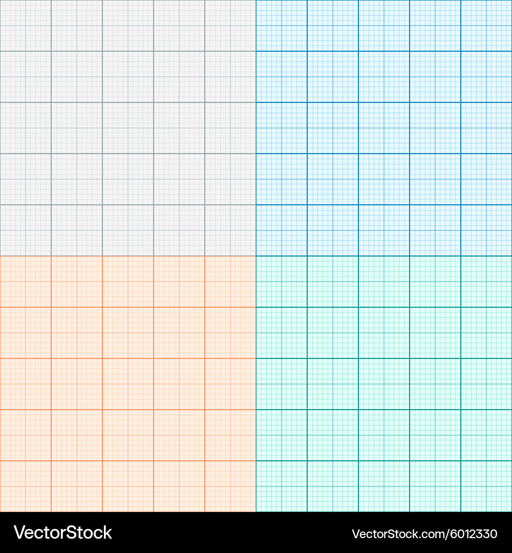 A set of graph paper in four colors plotting vector image
