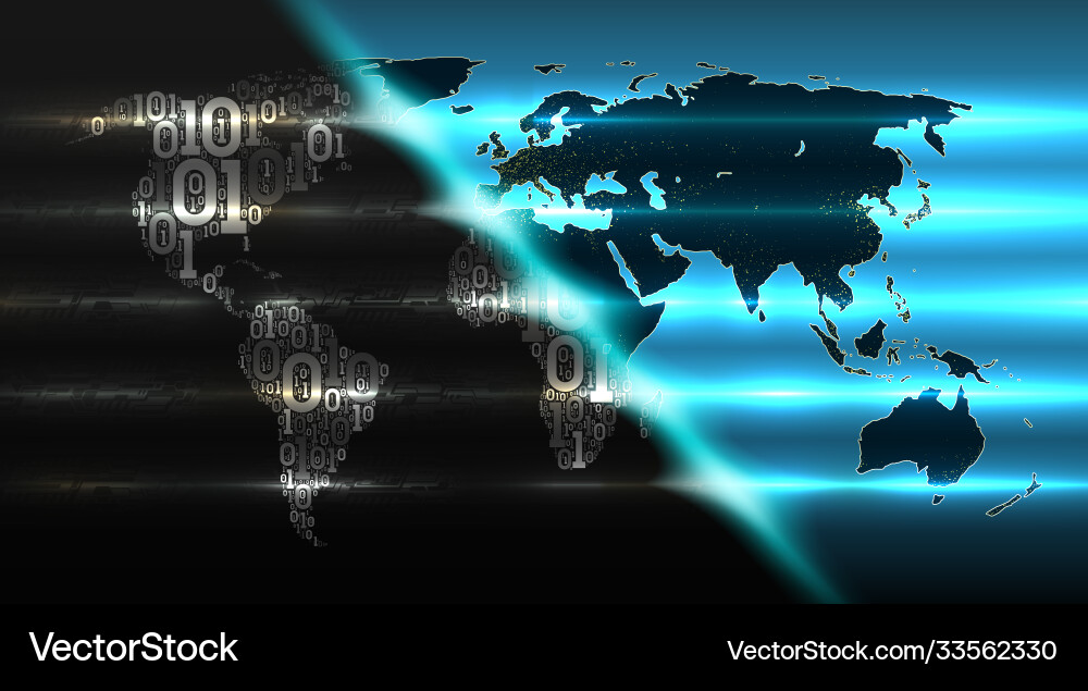 Binary Code Weltkarte mit Hintergrund Binary Code Weltkarte mit Hintergrund Vektorbild