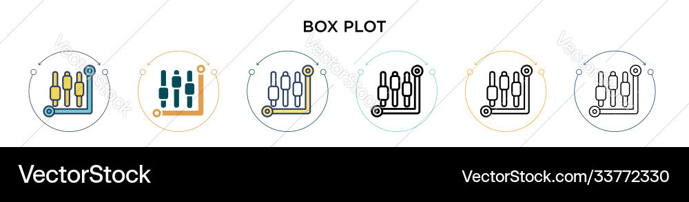 Box plot icon in filled thin line outline vector image