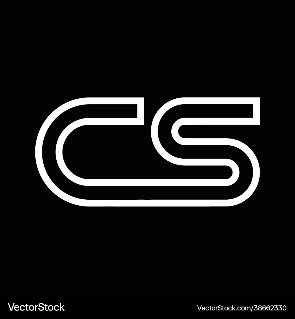 Cs logo monogram with line style negative space vector image
