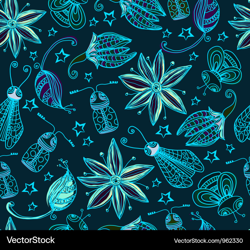 Cute Insect Seamless Pattern Vector Image