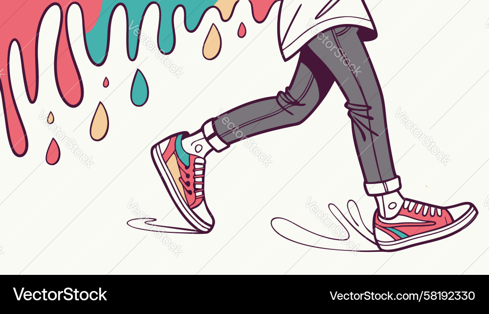 Dynamic Runner with Paint Splashes Vector Image