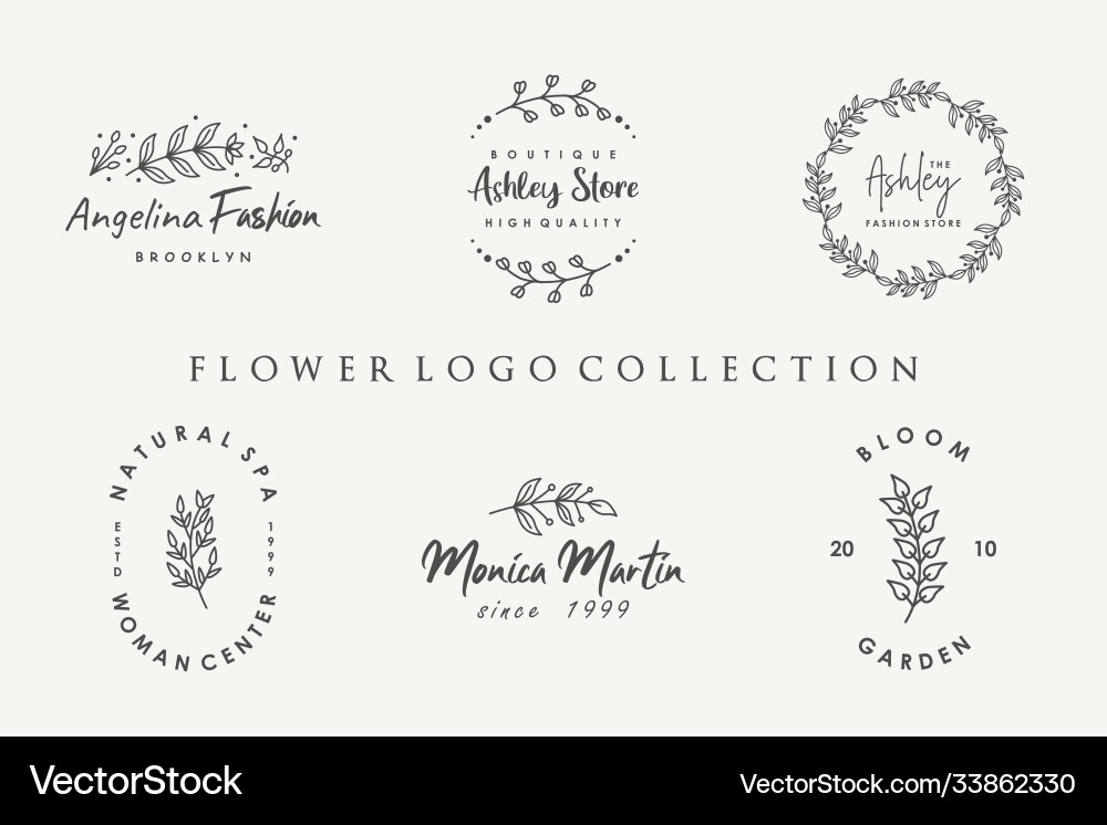 Elegant Flower Logo Collection Vector Image