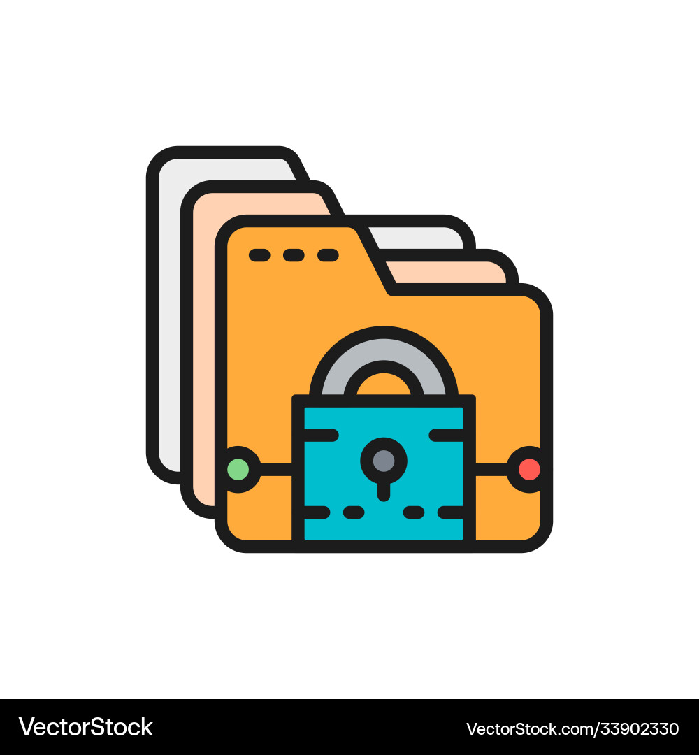 Folder with lock file protection data security Folder with lock file protection data security vector image