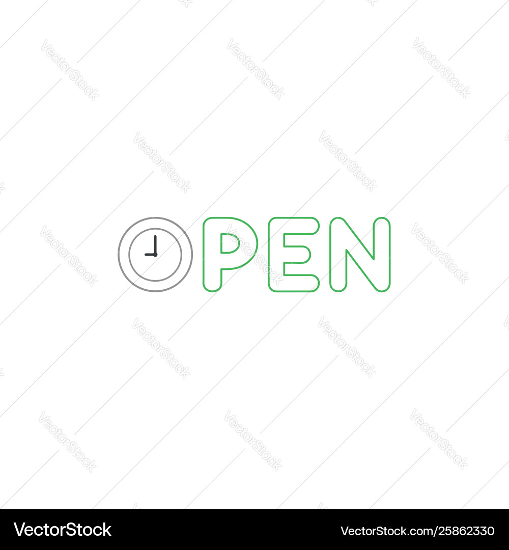 Icon concept open text with clock time shows 9 Icon concept open text with clock time shows 9 Vector Image
