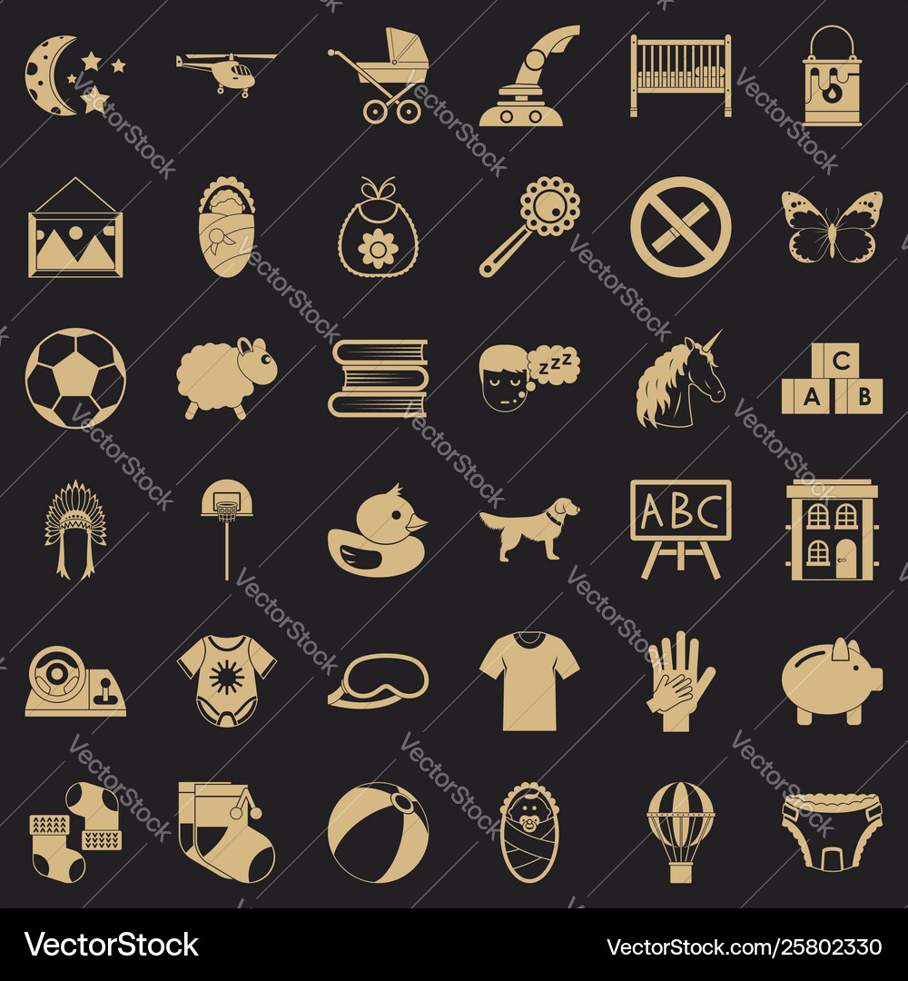 Minor icons set simple style Vector Image