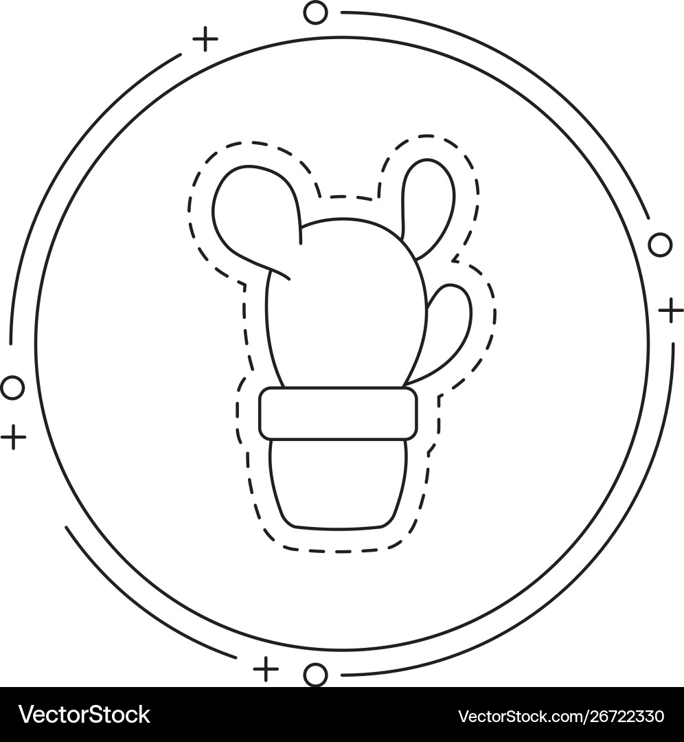 Patch cactus in frame circular Vector Image
