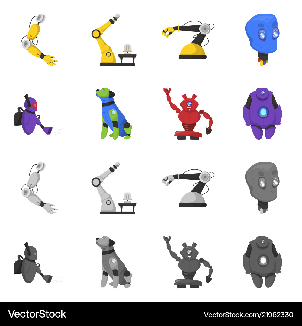 Robot and factory icon Robot and factory icon vector image