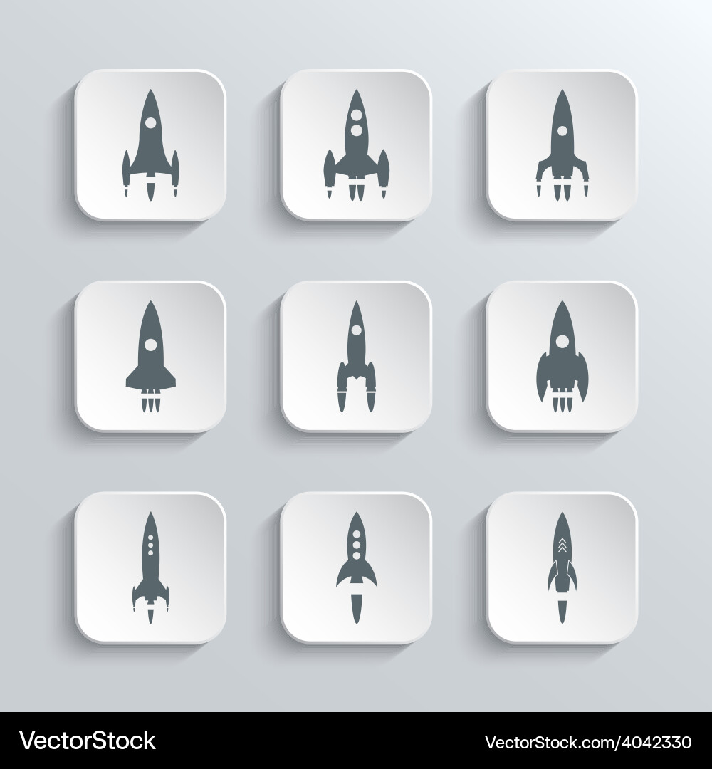 Rocket spaceship web icons set vector image