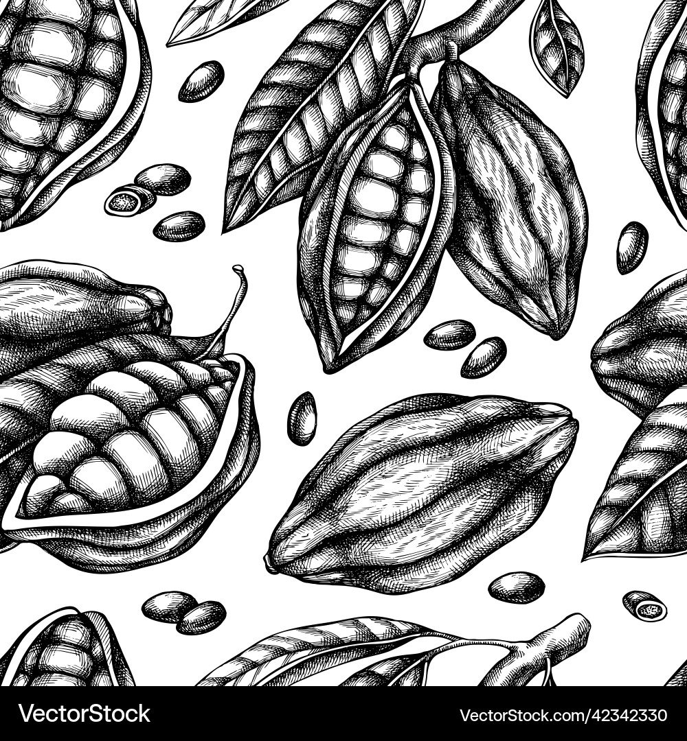 Seamless pattern with black and white cocoa Seamless pattern with black and white cocoa vector image