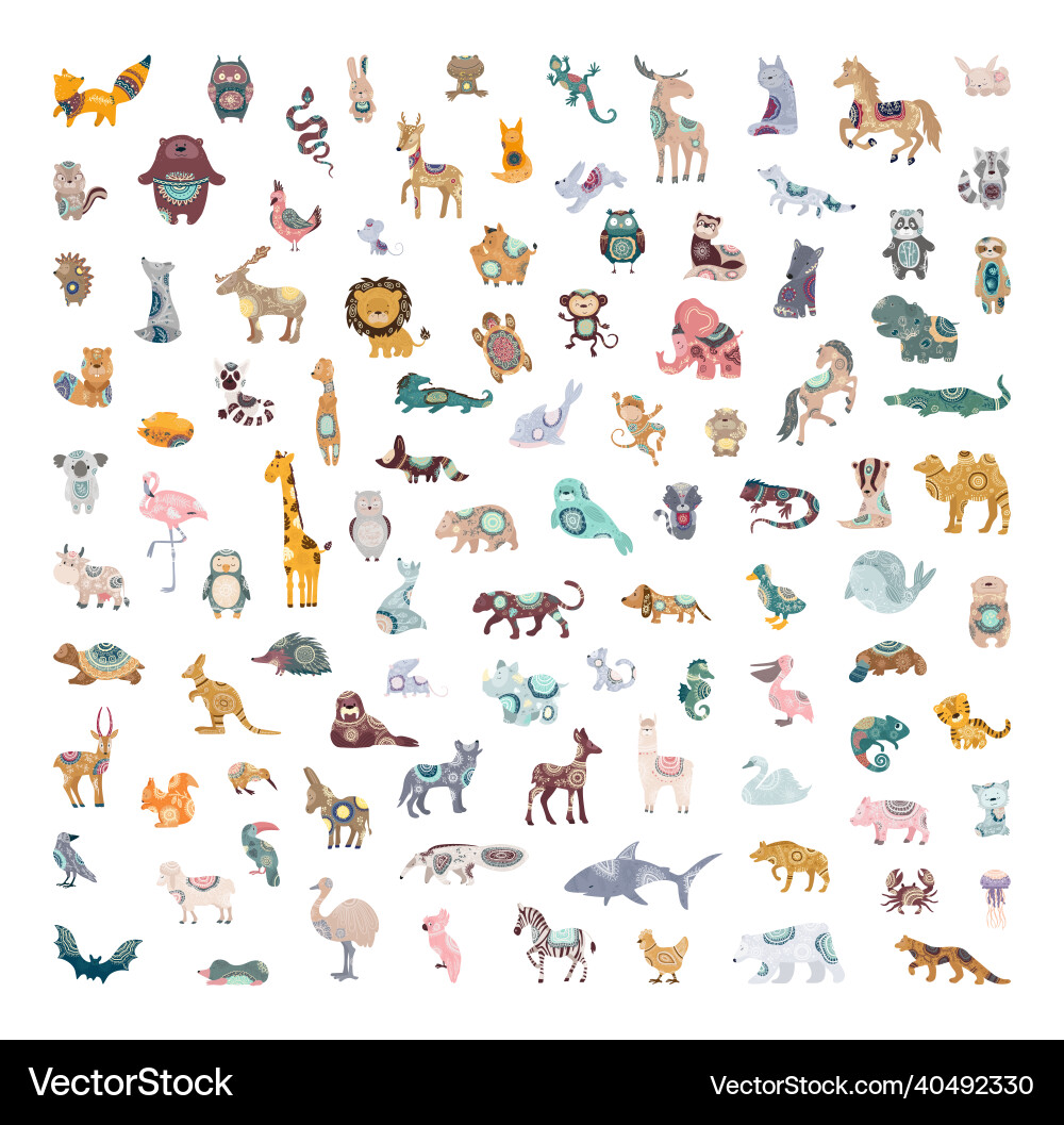 Set of animals with patterns Set of animals with patterns vector image