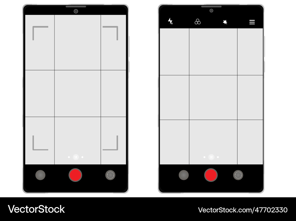 Set phone camera viewfinder screen interface view Set phone camera viewfinder screen interface view Vector Image