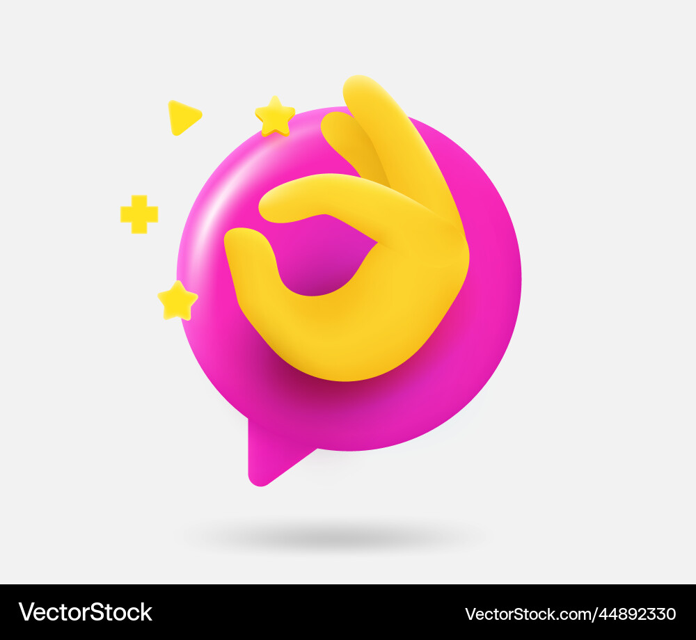 Speech cloud with ok gesture 3d isolated Speech cloud with ok gesture 3d isolated vector image