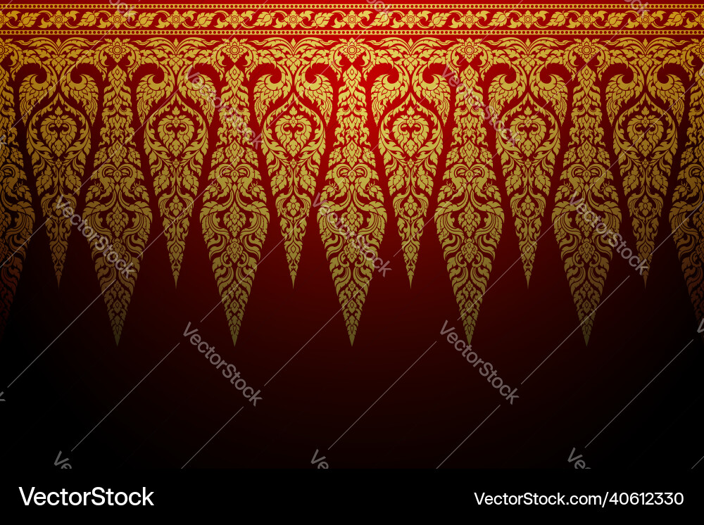 Thai Art Pattern - Gold & Red Vector Image