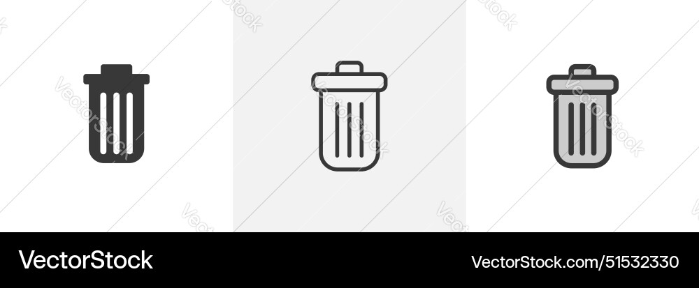 Trash icon set delete button garbage rubbish Trash icon set delete button garbage rubbish vector image