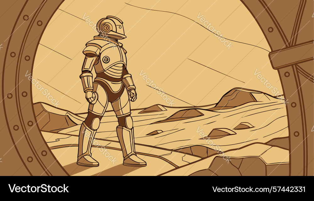 Astronaut in spaceship hatchway design Vector Image