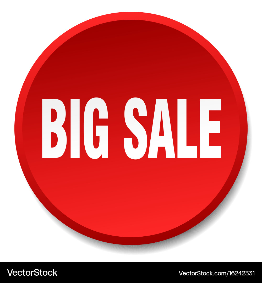 Big sale red round flat isolated push button Vector Image
