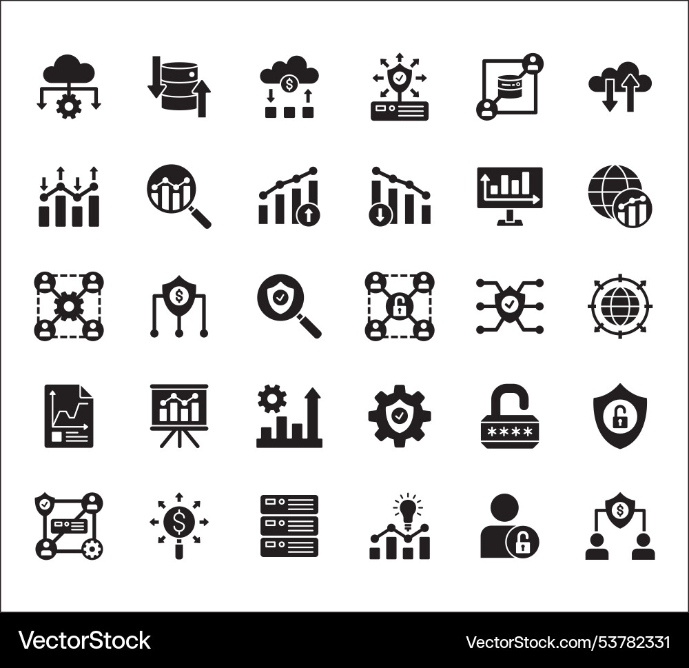Business data statistic and security related icon Vector Image