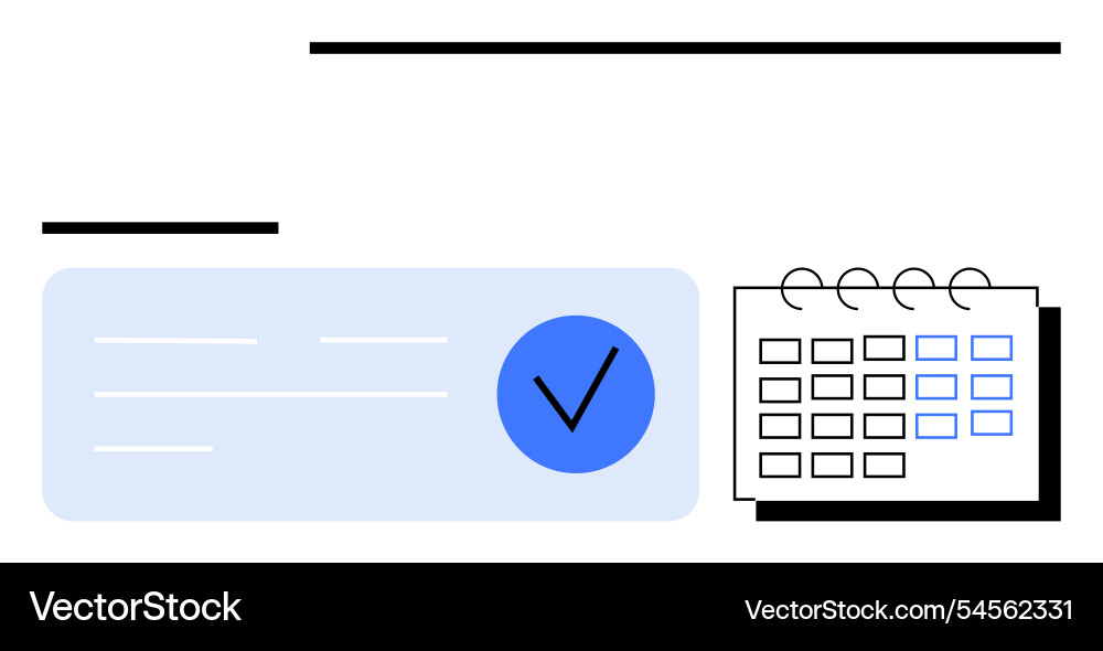 Calendar with checkmark for task completion Calendar with checkmark for task completion vector image