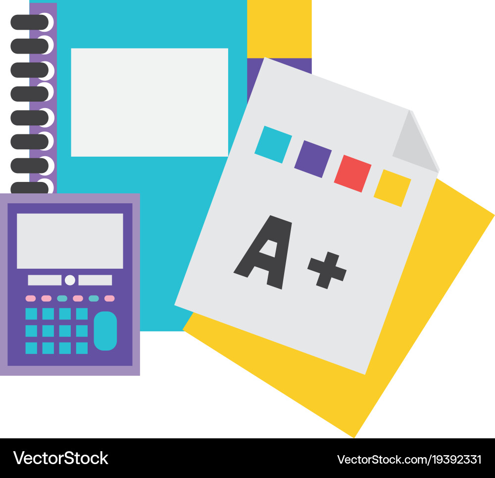 Colorful notebook and calculator object vector image