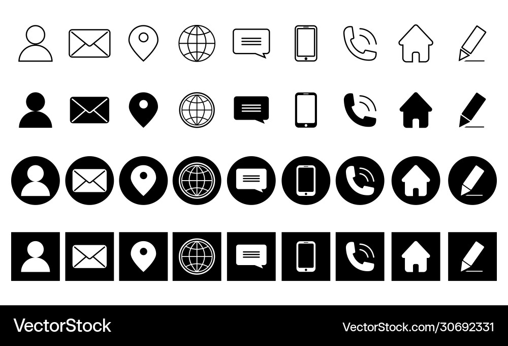 Contact icons set Vector Image