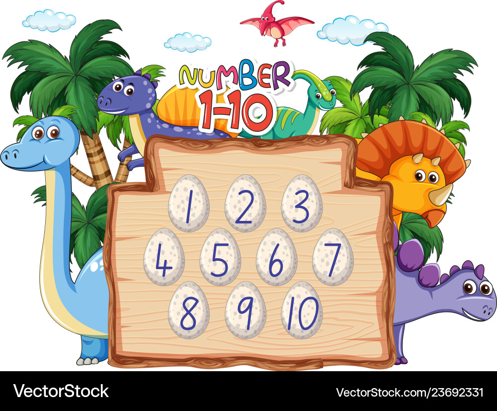 Dinosaur Number Counting - Learn to Count to Ten vector image