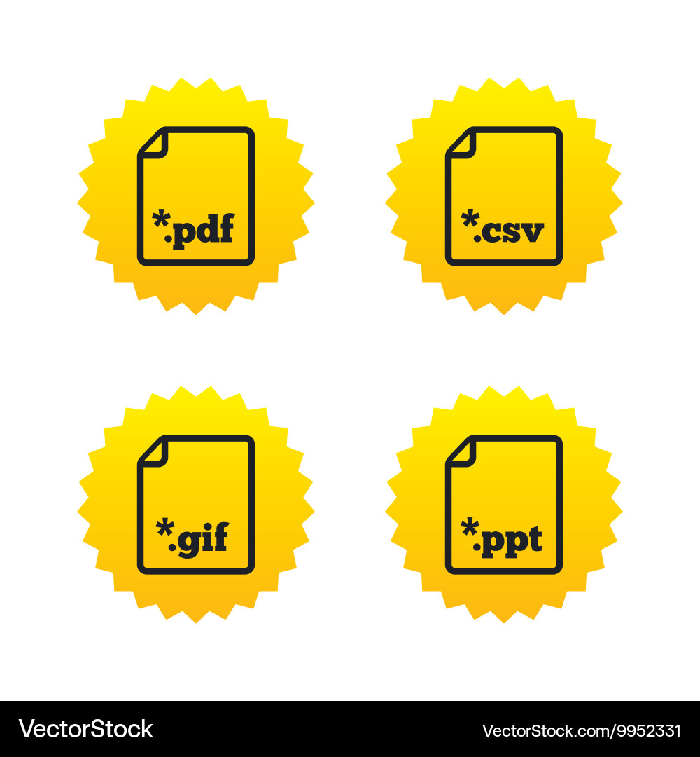 Document signs file extensions symbols vector image