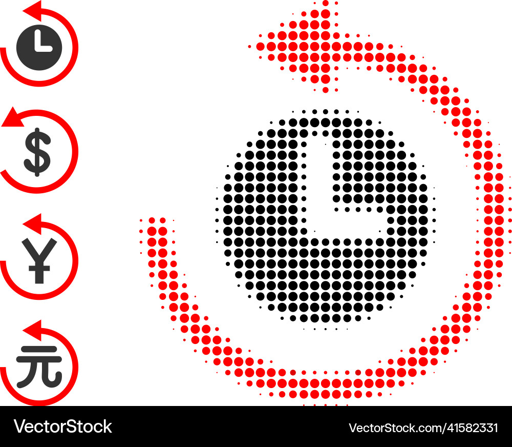 Dot halftone time return rotation icon Dot halftone time return rotation icon vector image