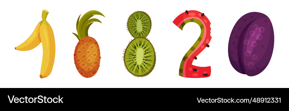 Fruit numbers and numeral for counting set Fruit numbers and numeral for counting set vector image