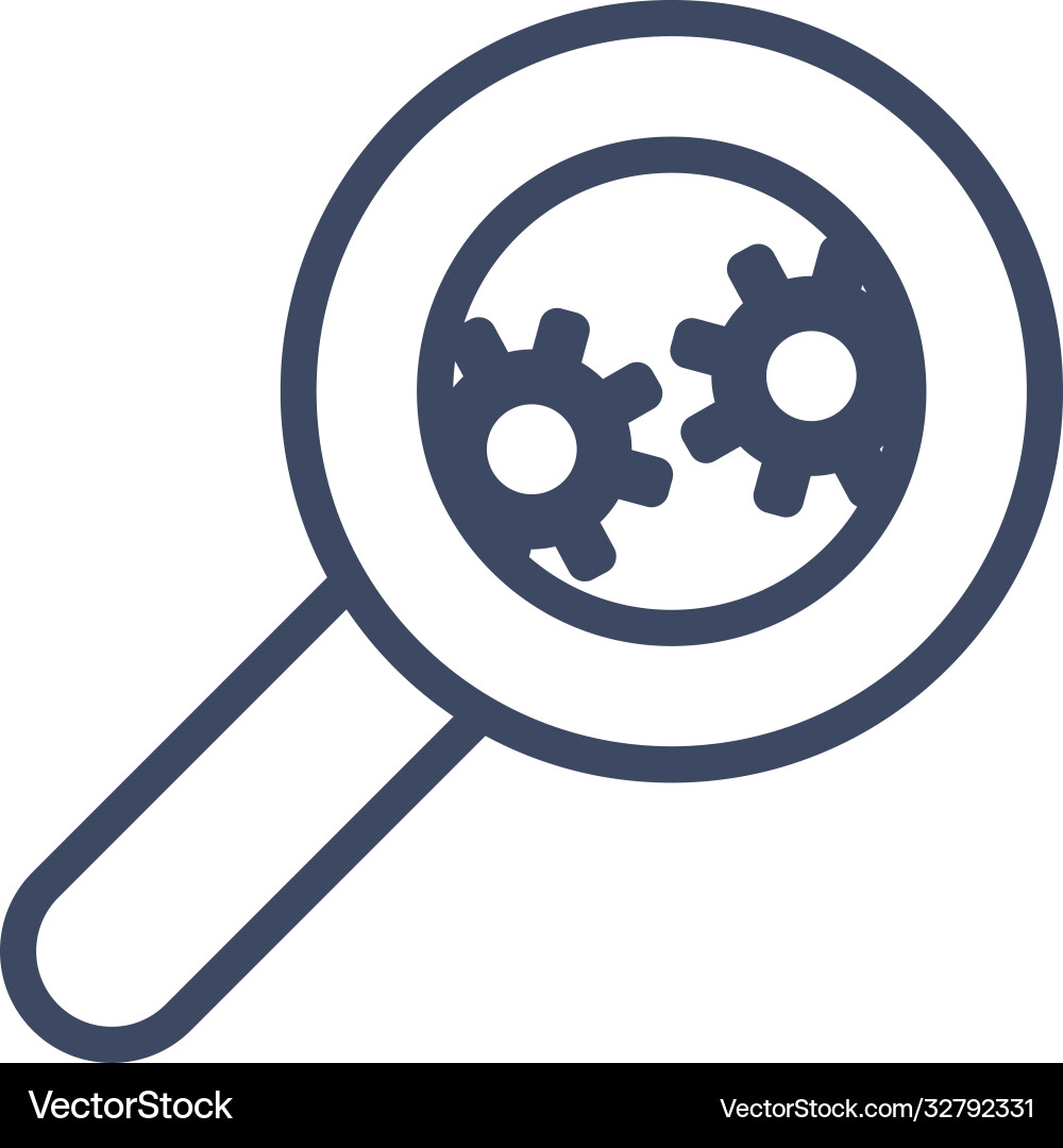 Gears in lupe line style icon design Gears in lupe line style icon design vector image