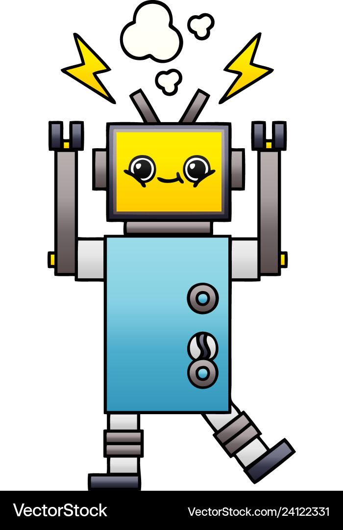 Gradient shaded cartoon malfunctioning robot Vector Image