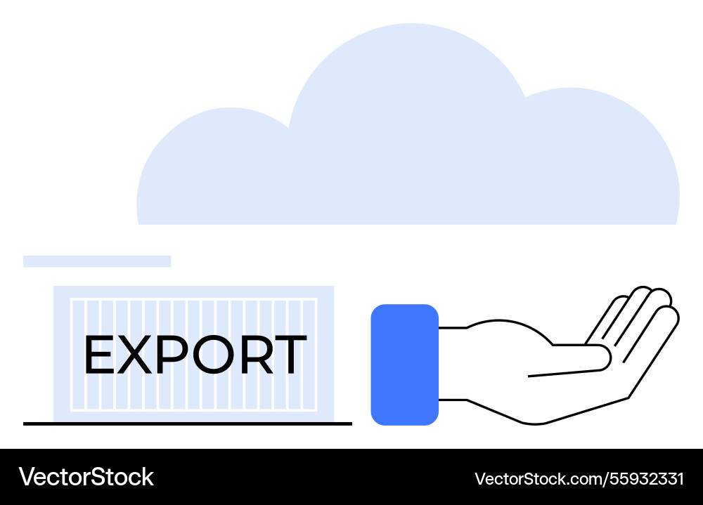 Hand offering export container with cloud backdrop Vector Image