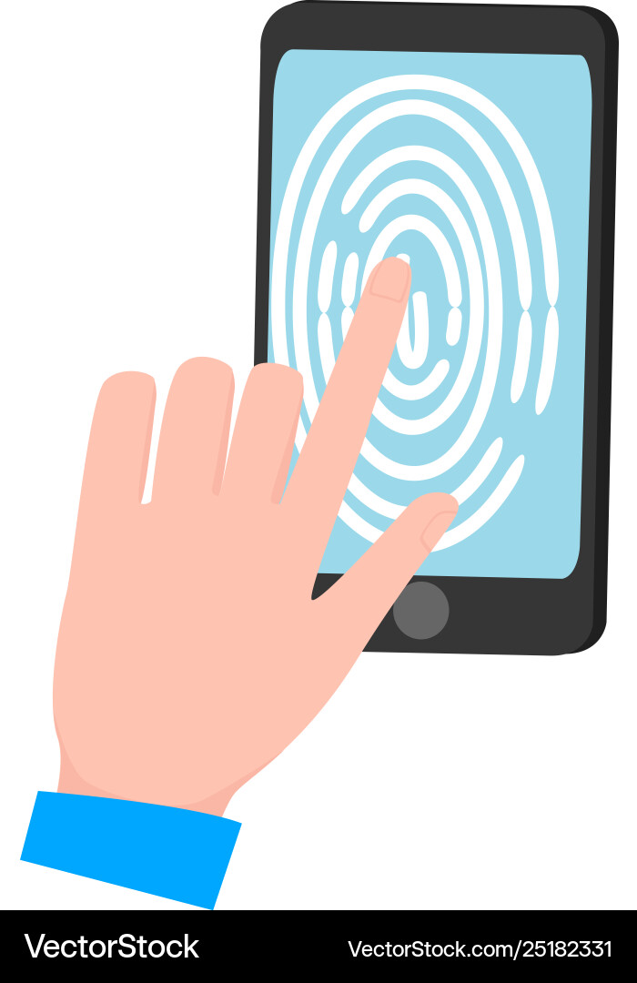 Man hand touch smartphone display fingerprint Man hand touch smartphone display fingerprint vector image