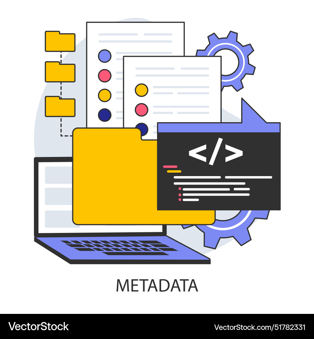 Metadata data annotation and cataloging Vector Image