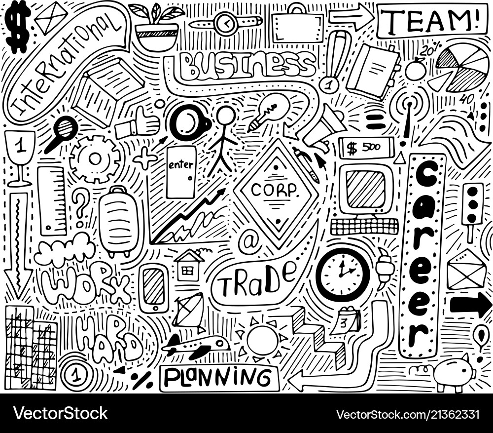 Modern monochrome doodle poster for business Modern monochrome doodle poster for business vector image