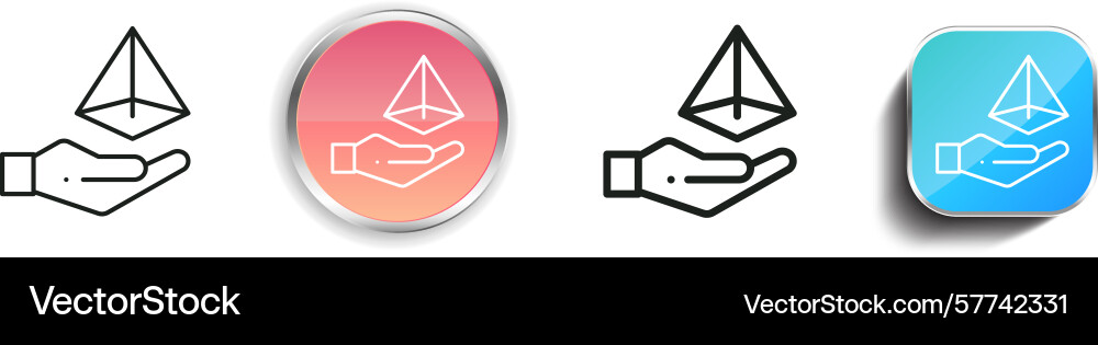 Pyramid icon thin linear regular and button style vector image
