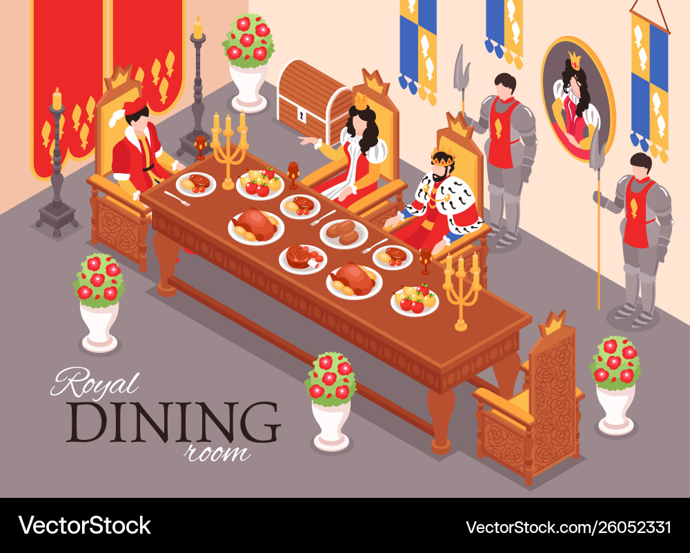 Royal dining room composition Royalty Free Vector Image