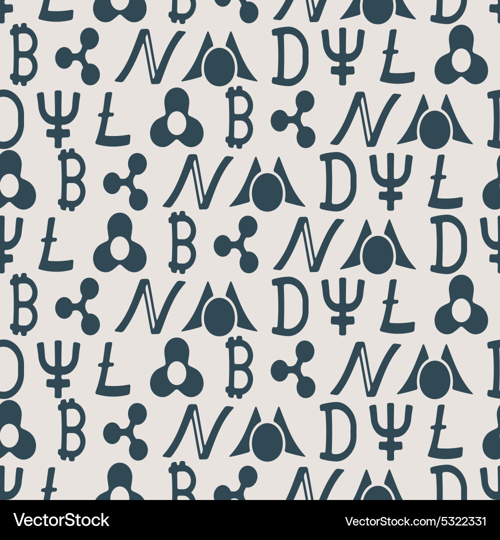 Seamless pattern with different cryptocurrency Vector Image