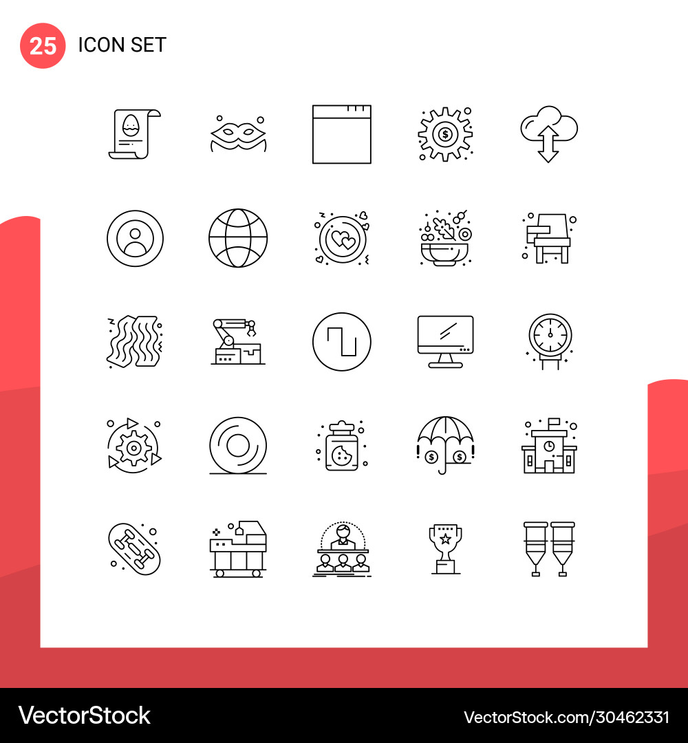 Set 25 lines on grid for down arrow windows vector image