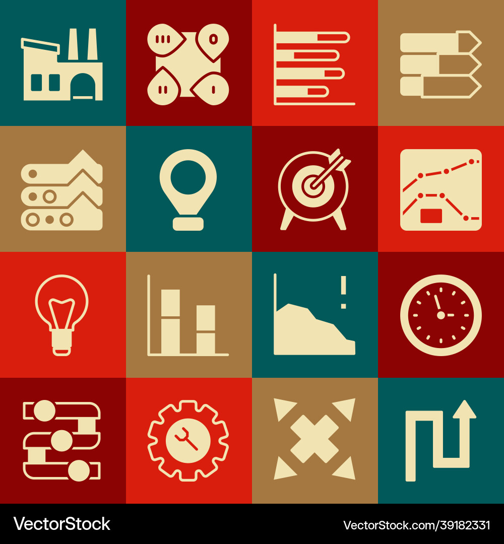Set arrow clock graph chart diagram pie Vector Image