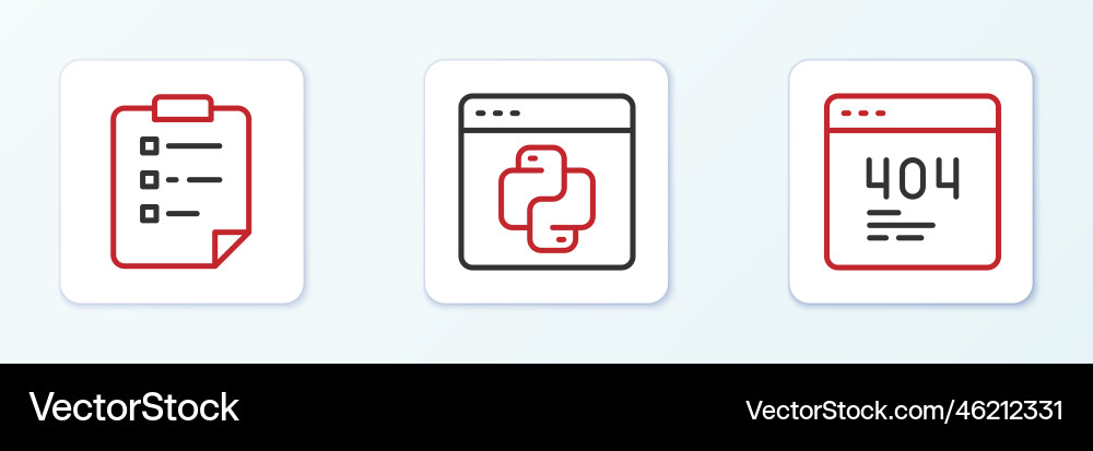 Set line page with a 404 error clipboard Set line page with a 404 error clipboard vector image