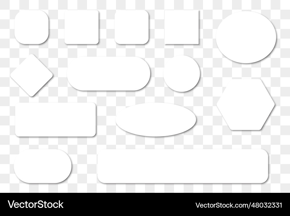 Set of blank white buttons with shadow vector image