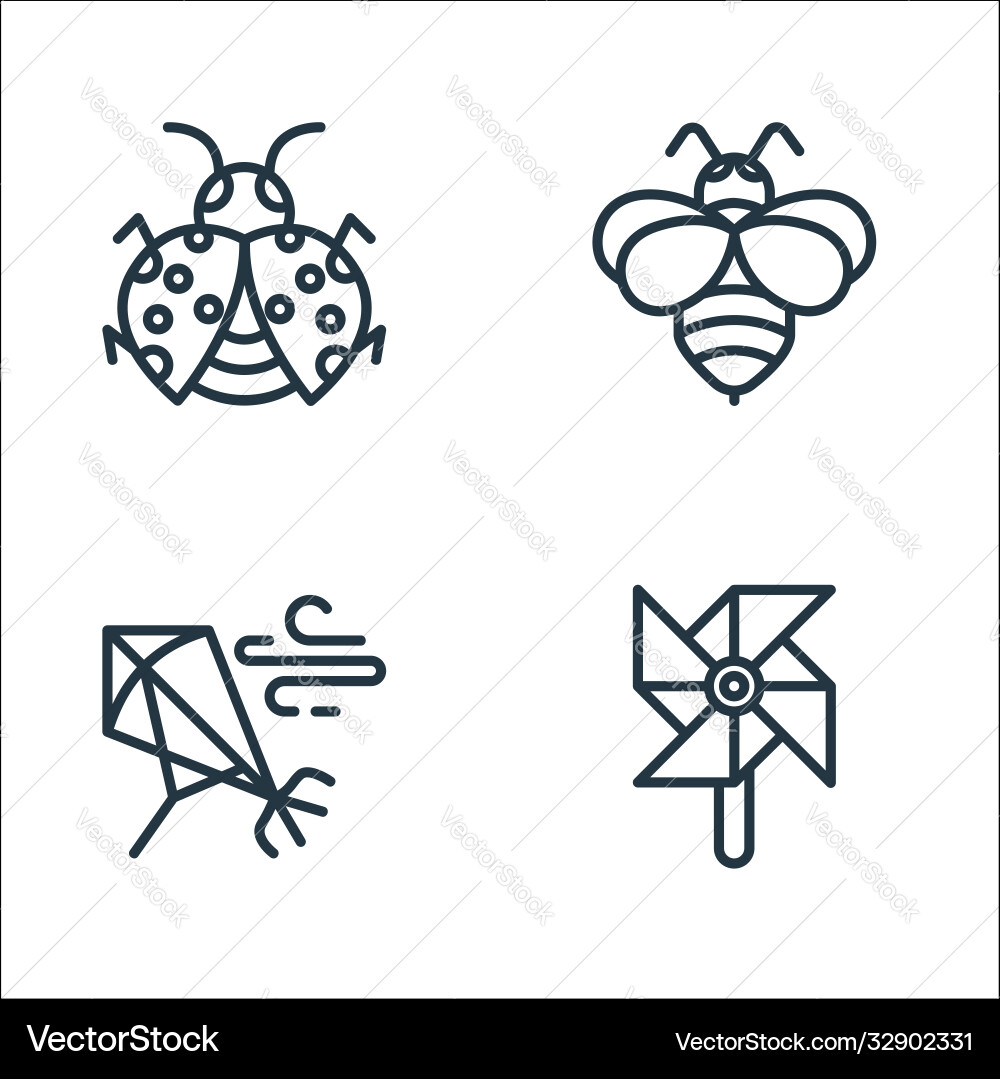 Spring line icons linear set quality Spring line icons linear set quality vector image