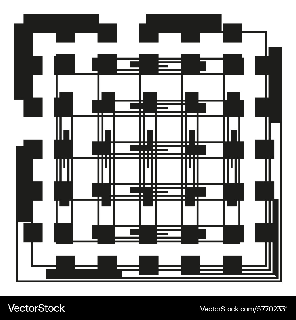 Square grid pattern abstract line structure vector image