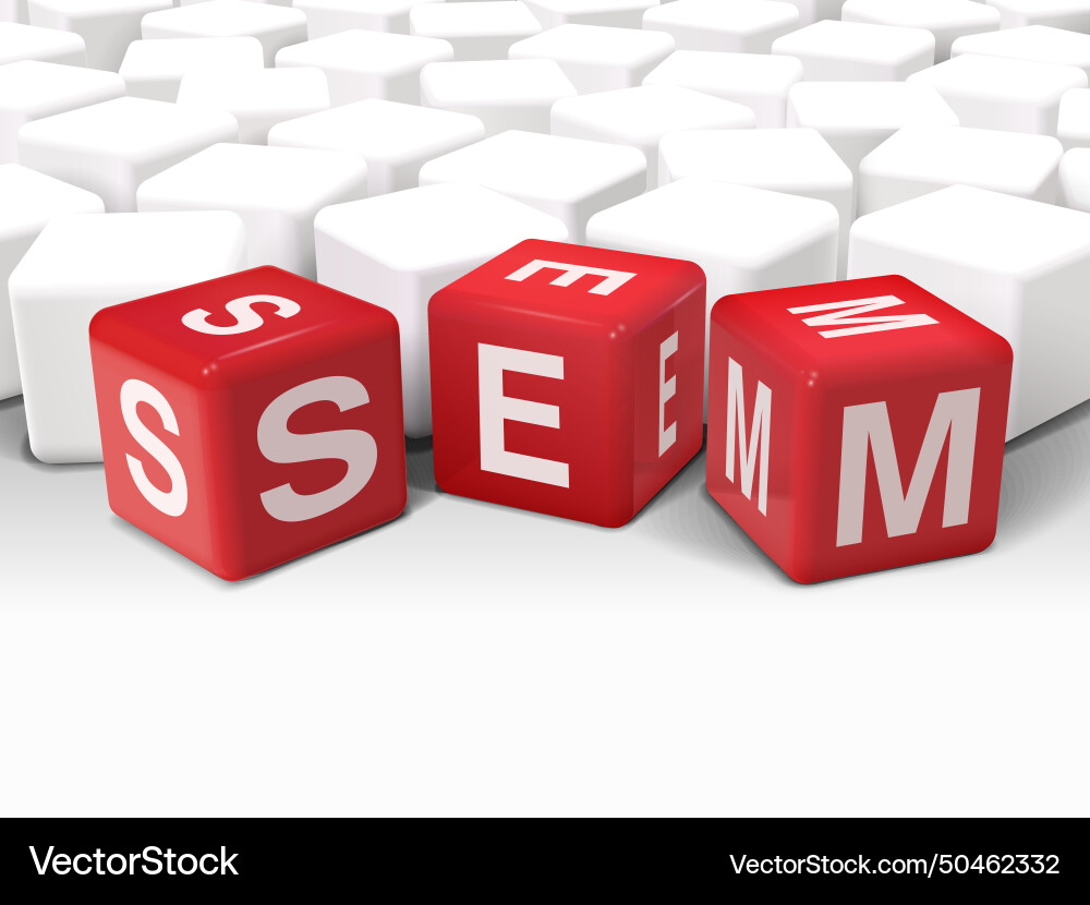 3d dice with word sem Vector Image