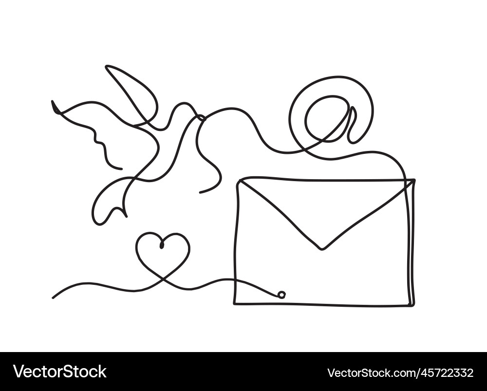 Abstract paper envelope with bird and heart Abstract paper envelope with bird and heart vector image