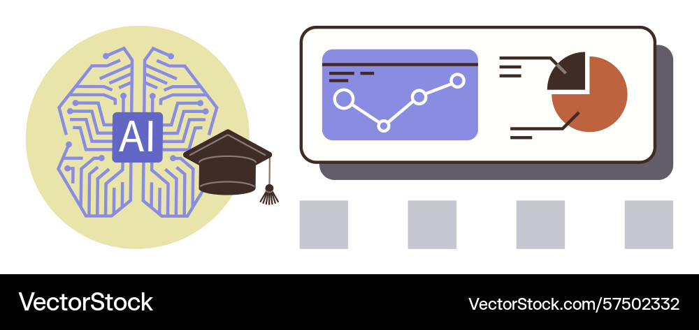 Artificial intelligence learning with data Artificial intelligence learning with data vector image